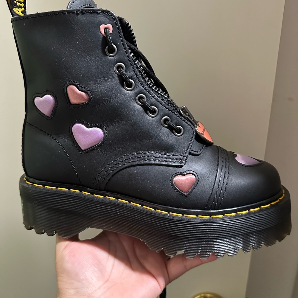 Dr. Martens Black Boots with Pink Heart Accents - Picture 5 of 5